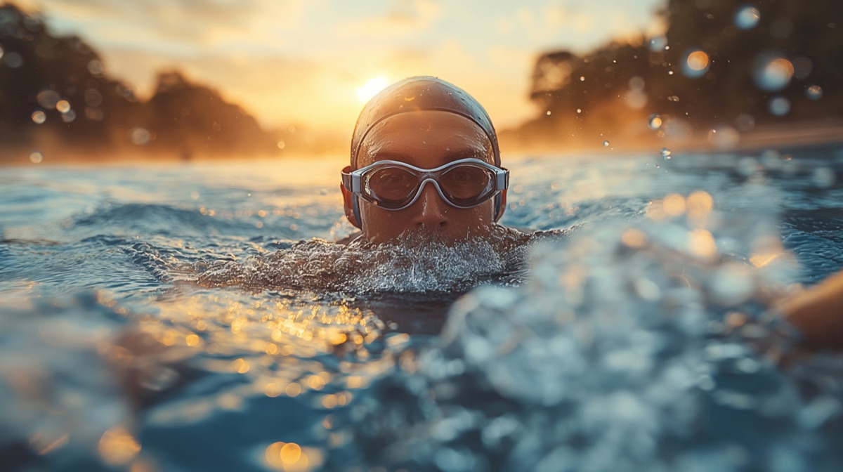 Person swimming for low-impact foot and ankle exercise