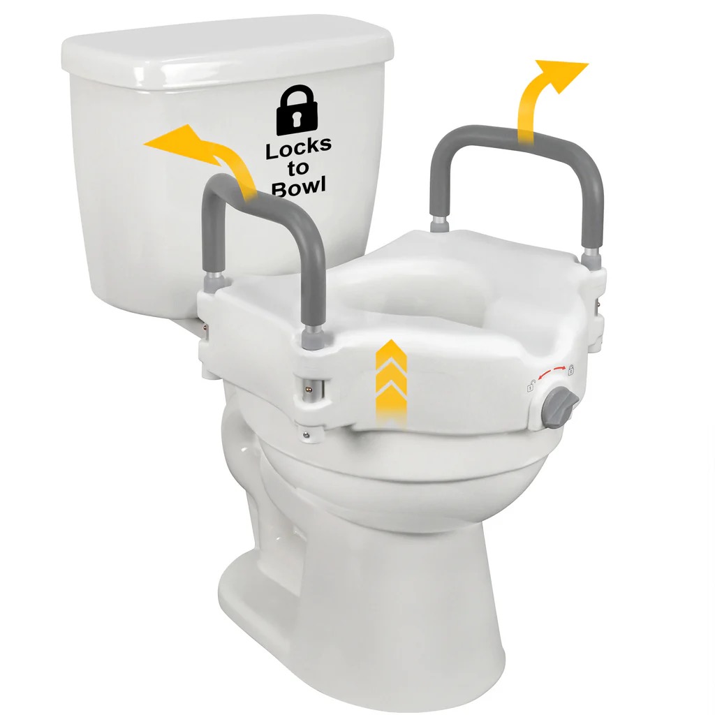 Raised toilet seat for hip replacement